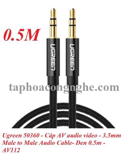Ugreen 50360 0.5M màu Đen Cáp âm thanh 2 đầu 3.5mm dương AV112 30050360